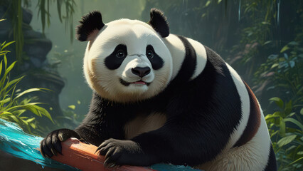 panda face or cute panda or ilustration of panda