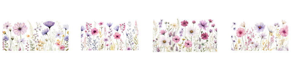 Beautiful floral summer seamless pattern with watercolor hand drawn field wild flowers. Stock illustration