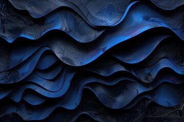 Blue wavy background color splash on black background, elegant classy design .