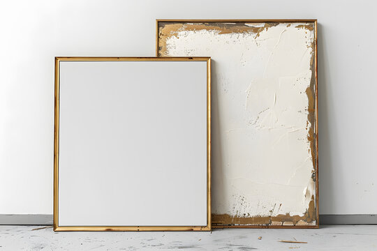 Two rectangle frames hang on wall with varying tints and shades
