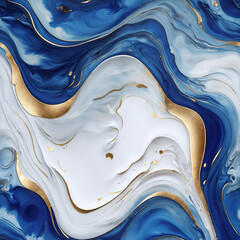 olden Elegance on Ocean Waves: Abstract Blue and Gold Marble