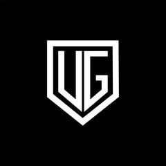 UG letter logo design with black background in illustrator. Vector logo, calligraphy designs for logo, Poster, Invitation, etc.
