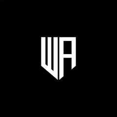 WA letter logo design with black background in illustrator. Vector logo, calligraphy designs for logo, Poster, Invitation, etc.