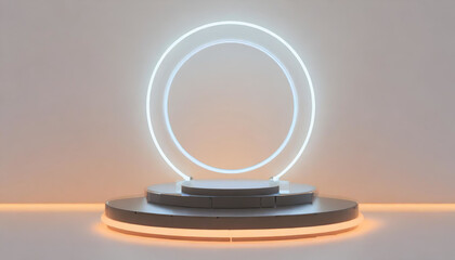 Vibrant Futurism: Neon Light Product Stage in 3D Render