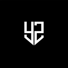YZ letter logo design with black background in illustrator, cube logo, vector logo, modern alphabet font overlap style. calligraphy designs for logo, Poster, Invitation, etc.