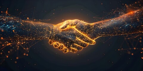 Digital Handshake:Symbolizing Seamless Technology Partnerships and Collaborative Innovation - obrazy, fototapety, plakaty
