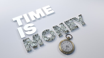Time is money title illustration 3d rendering