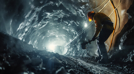 miner working in tunnel

