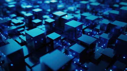 Abstract, blue geometric background design with cubes