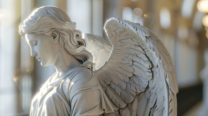 白く輝く大理石で靴られた天使の彫像