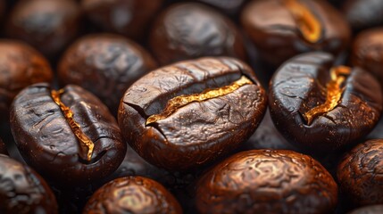 Obraz premium A closeup of roasted singleorigin Kona coffee beans