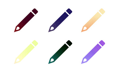set of pencil icon symbol with texture	