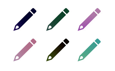pencil icon symbol with texture set of pencils icon symbol	