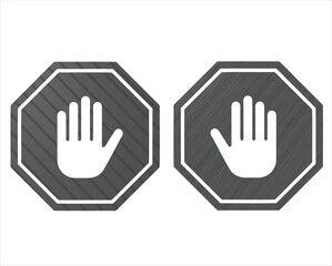 Stop signage, hand icon	
