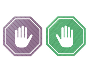 Stop signage, hand icon	
