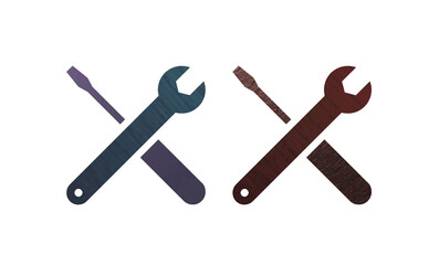 Tools icon symbol red and blue with texture