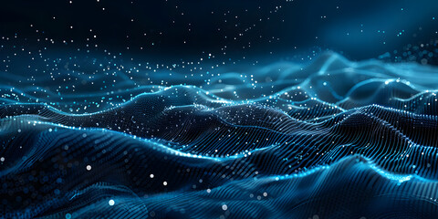 abstract blue background with waves - Powered by Adobe