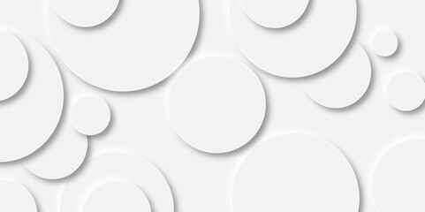 Abstract gray geometric modern circle background Neomorphs design. circle shape overlap design abstract Minimal style white neomorphism website banner, Vector business presentation background.