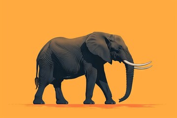 Fototapeta premium Artistic elephant with intricate textures on body. A beautifully textured elephant walks elegantly in this artistic portrayal, with a world map subtly layered over its body suggesting a global theme