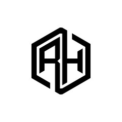 RH letter logo design in illustration. Vector logo, calligraphy designs for logo, Poster, Invitation, etc.