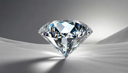diamond on white background.a stunning 3D rendering of a radiant diamond with pristine clarity, positioned on a pristine white background, enhancing its brilliance and allure, suitable for product vis - obrazy, fototapety, plakaty