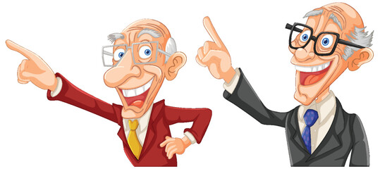 Two animated elderly men gesturing with enthusiasm