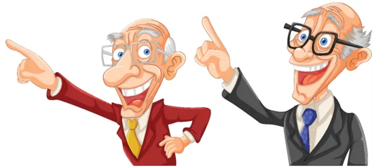 Gartenposter Two animated elderly men gesturing with enthusiasm © GraphicsRF