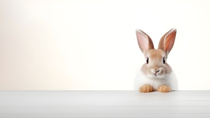 Obraz premium Easter rabbit with simple white background top view Created With Generative AI Technology 