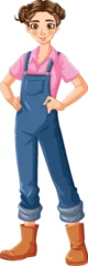 Foto op Plexiglas Vector illustration of a woman dressed as a worker. © GraphicsRF