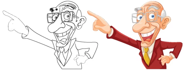Deurstickers Vector illustration of a happy elderly man pointing. © GraphicsRF