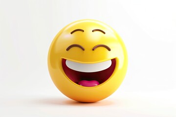 Fototapeta premium 3D Vector 3D Emoji Happy Face Isolated On White