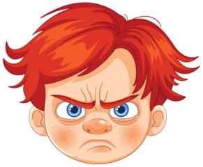 Fototapete Kinder Vector illustration of a boy with an angry face