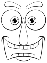 Foto op Canvas Black and white cartoon face with exaggerated features. © GraphicsRF