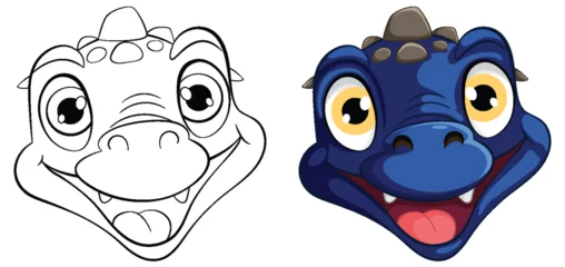 Foto op Plexiglas Vector illustration of two dragon expressions © GraphicsRF