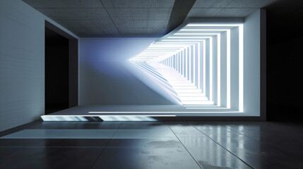 Futuristic space for covers of art magazines, website design. Ideas for visual effects. Room with...