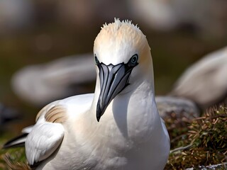 close up of a northern gannet Northern gannet calling | Gannet close-up in flight | Gannet diving underwater | Gannet returning to nest | Gannet with fish in beak | Gannet feeding chick