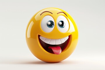 3D Vector 3D Emoji Happy Face Isolated On White