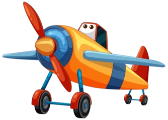 Fototapete Kinder Brightly colored cartoon airplane with eyes