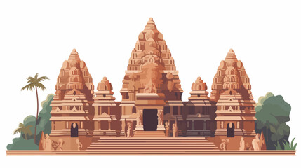 An ancient temple with towering columne and intricate