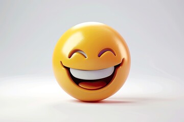 D Vector 3D Emoji Smile Isolated On White