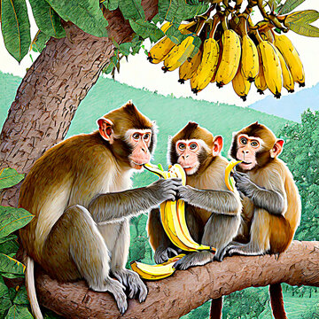 바나나를 먹는 원숭이
