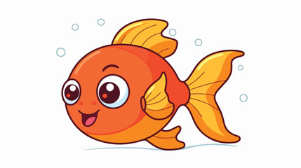 Cute cartoon goldfish coloring page flat vector 
