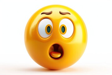 3D Vector 3D Emoji Surprised Isolated On White