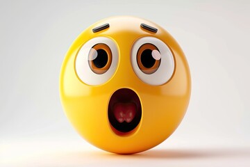 3D Vector 3D Emoji Surprised Isolated On White