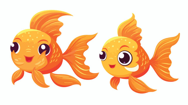 Cute cartoon goldfish coloring page flat vector 