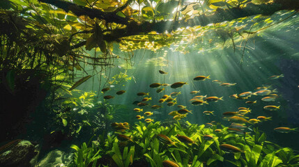 Underwater scenery within the Amazon River