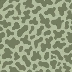 Abstract military woodland camouflage vector seamless pattern. Hand drawn army hunting fishing paintball uniform material background. - 765427168