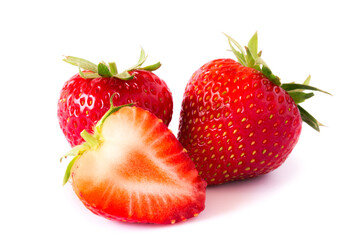 Fresh strawberries on white background