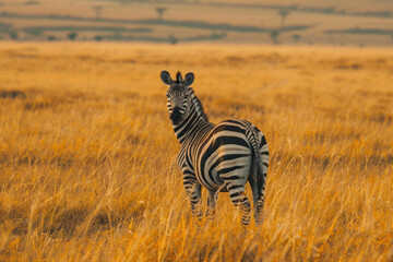 Zebra roaming the vast savannah, surrounded by wildlife and nature's beauty
