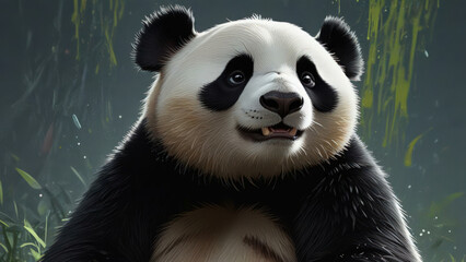 Obraz premium panda face or cute panda or ilustration of panda